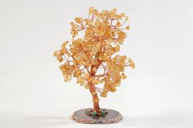 FENG SHUI, VARIOS | BONSAI CHIPS CUARZO CITRINO CON BASE DE AGATA 20 CM