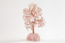 FENG SHUI, VARIOS | BONSAI CHIPS CUARZO ROSA CON BASE DE CUARZO ROSA EN BRUTO 21 CM