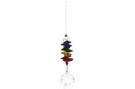 FENG SHUI COLGANTE CRISTAL | COLGANTE PRISMA FENG SHUI CON MINERALES 7 CHAKRAS Y CORDON DE BOLAS DE CRISTAL