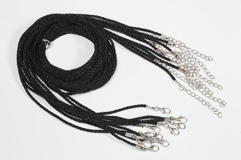 JOYERIA | CORDON TRENZADO NEGRO 2 mm x 70 cm