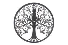 ADORNO PARED DE METAL ARBOL DE LA VIDA CON GATO 60X60 CM. ADORNO PARED DE METAL ARBOL DE LA VIDA CON GATO 60X60 CM.