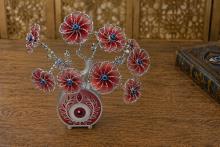ARBOL OJO TURCO CON FLORES COLOR ROJO Y BASE OJO TURCO ACABADO MATE 20 X 17 CM. ARBOL OJO TURCO CON FLORES COLOR ROJO Y BASE OJO TURCO ACABADO MATE 20 X 17 CM.