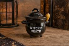 CALDERO CON CUCHARA WITCHES BROTH COLOR NEGRO 14 X 10 CM. CALDERO CON CUCHARA WITCHES BROTH COLOR NEGRO 14 X 10 CM.