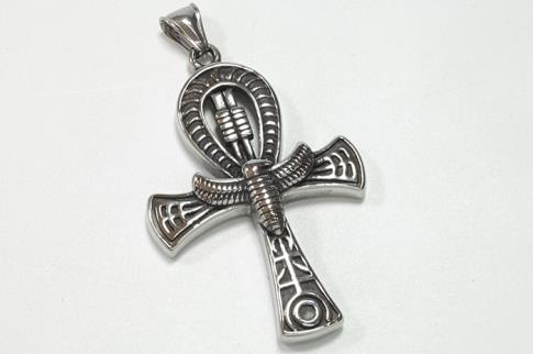 AMULETOS Y TALISMANES | COLGANTE ACERO ANKH CON ALAS DESPLEGADAS