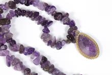 COLLAR PIEDRA NATURAL CHIP Y COLGANTE DE AMATISTA 23X2CM COLLAR PIEDRA NATURAL CHIP Y COLGANTE DE AMATISTA 23X2CM