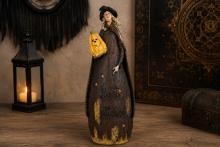 FIGURA BRUJA ALARGADA CON CALABAZA DE HALLOWEEN 47 X 15 CM. FIGURA BRUJA ALARGADA CON CALABAZA DE HALLOWEEN 47 X 15 CM.