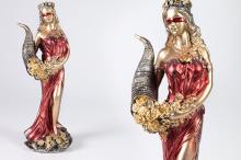 FIGURA DIOSA FORTUNA COLOR DORADO Y ROJO 23 CM RESINA FIGURA DIOSA FORTUNA COLOR DORADO Y ROJO 23 CM RESINA