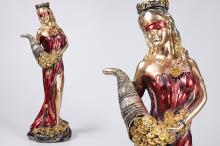FIGURA DIOSA FORTUNA COLOR DORADO Y ROJO 32 CM RESINA FIGURA DIOSA FORTUNA COLOR DORADO Y ROJO 32 CM RESINA