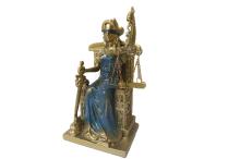 FIGURA DIOSA JUSTICIA SENTADA EN TRONO COLOR DORADO Y AZUL 20 CM RESINA FIGURA DIOSA JUSTICIA SENTADA EN TRONO COLOR DORADO Y AZUL 20 CM RESINA