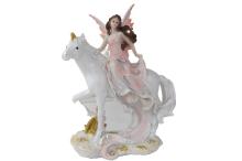 FIGURA HADA COLOR ROSA SOBRE UNICORNIO 19CM FIGURA HADA COLOR ROSA SOBRE UNICORNIO 19CM