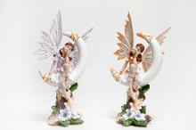 FIGURA HADA ROMANTICA SENTADA SOBRE LUNA CON FLORES (COLORES SURTIDOS) 11X7X20CM FIGURA HADA ROMANTICA SENTADA SOBRE LUNA CON FLORES (COLORES SURTIDOS) 11X7X20CM