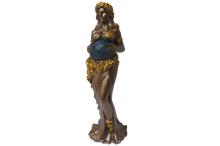 FIGURA MADRE TIERRA DE PIE DORADO, AZUL Y VERDE 23 CM RESINA FIGURA MADRE TIERRA DE PIE DORADO, AZUL Y VERDE 23 CM RESINA