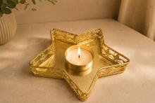 PORTALUMINAS ESTRELLA CON PEQUEÑAS HOJAS COLOR DORADO 2,5 X 12 CM. PORTALUMINAS ESTRELLA CON PEQUEÑAS HOJAS COLOR DORADO 2,5 X 12 CM.