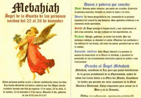 POSTALES Y POSTERS | POSTAL NGEL MEBAHIAH 22 AL 26 DICIEMBRE (N 55).
